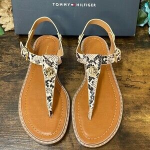 Tommy Hilfiger Bennia Sandal in Taupe Snake Print Size 8.5